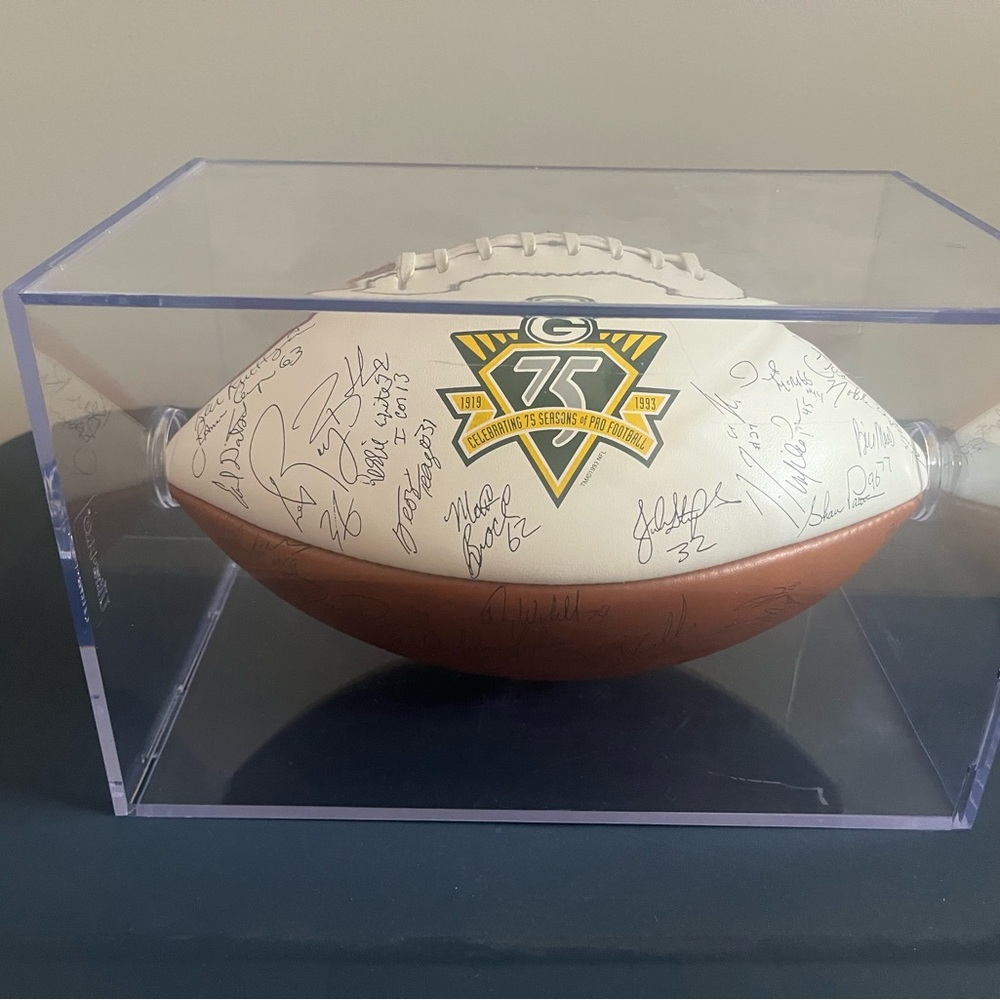1993 Green Bay Packers Full Team-Signed 75th Anniversary NFL Football with case